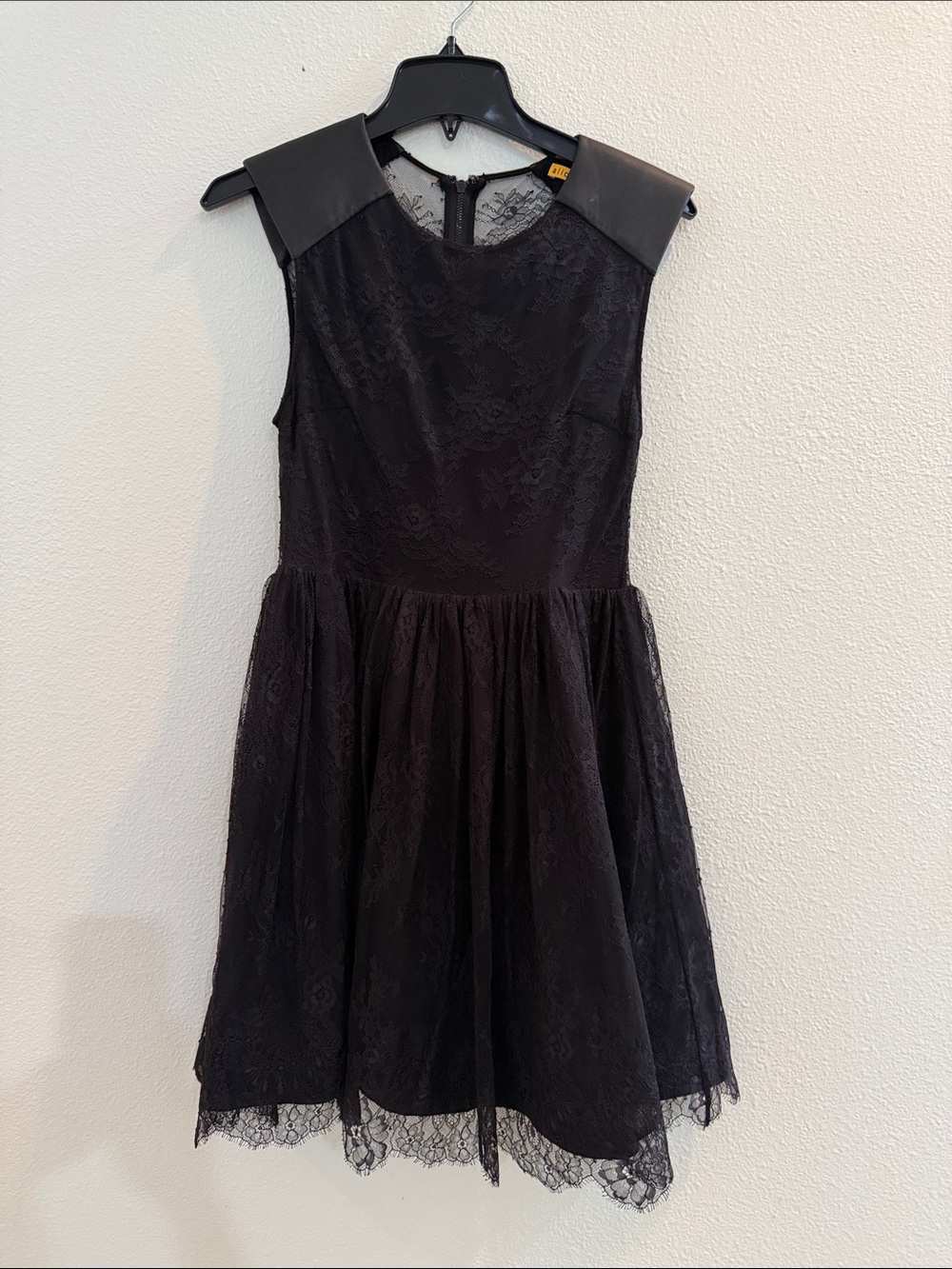 Alice + Olivia Black Lace Fit-and-Flare Dress